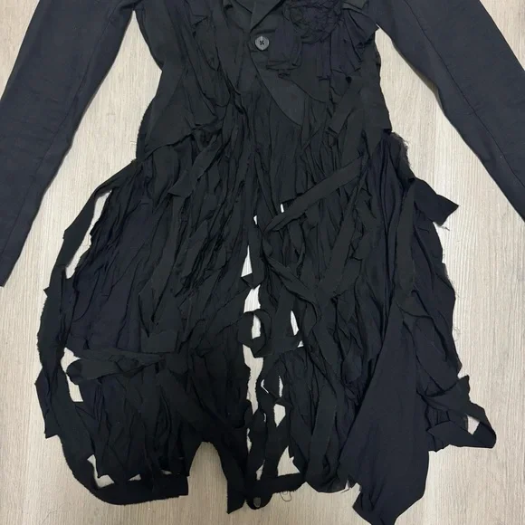 Elywood black asymmetrical hem draped blazer